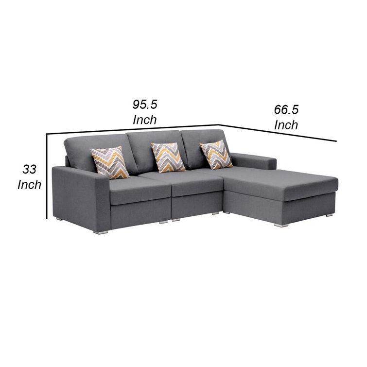 96 inch deals sofa with chaise